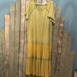 Free People Green and Yellow Maxi Dress